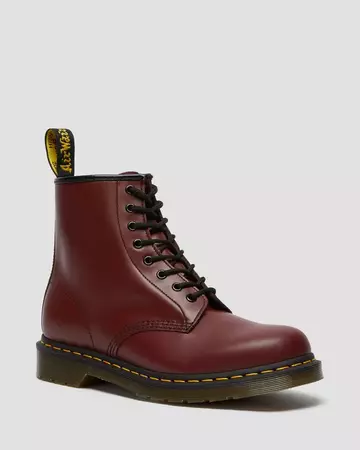 1460 Smooth Leather Lace Up Boots in Cherry Red | Dr. Martens