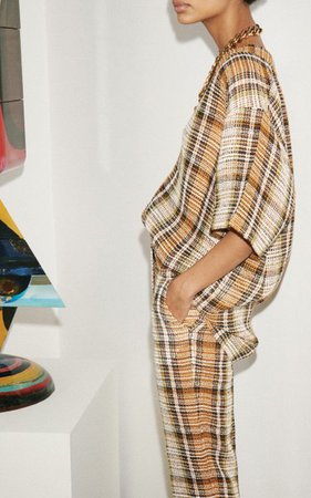 Oversized Checked Linen Top By Victoria Beckham | Moda Operandi