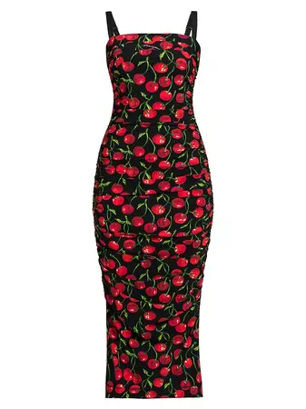 Shop DOLCE&GABBANA Cherry Print Midi Dress | Saks Fifth Avenue