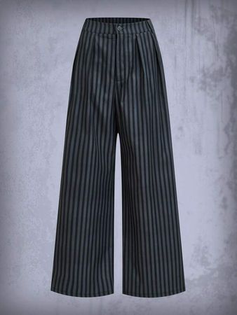 Goth Striped Print Wide Leg Pants | SHEIN