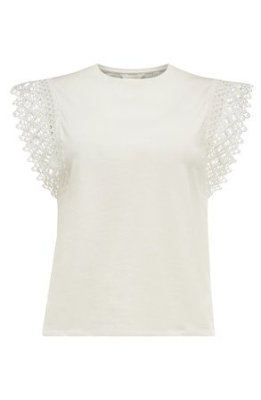 Ted Baker London Ulayna Lace Detail Top | white