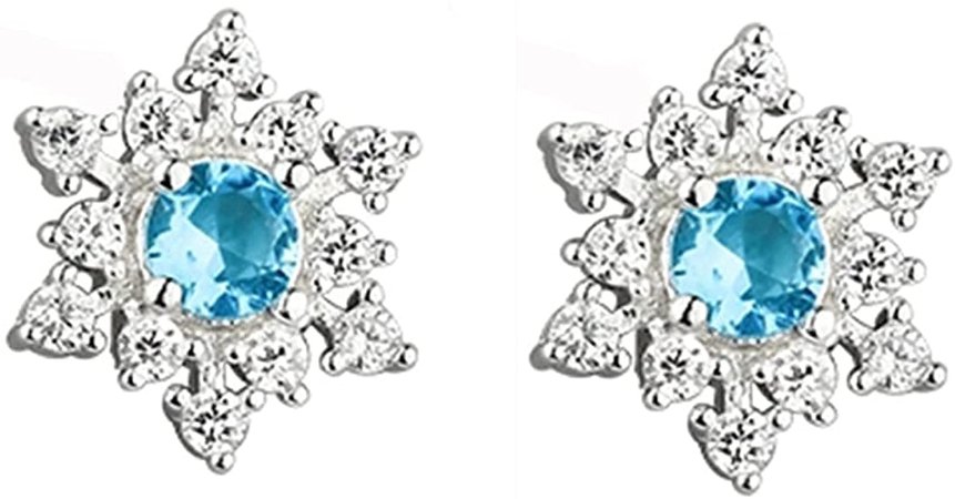 Amazon.com: SLUYNZ 925 Sterling Silver Sparkling Blue Crystal Snowflake Studs Earrings for Women Teen Girls Cute Snowflake Earrings (Blue Snowflake Studs): Clothing, Shoes & Jewelry