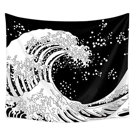 Amazon.com: Tapestry Wall Tapestry Wall Hanging Tapestries The Great Wave Tapestry Black and White Wall Art Home Decorations for Living Room Bedroom,59" x 51": Home & Kitchen