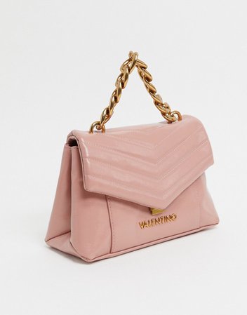 Valentino by Mario Valentino Grifone Exclusive mini quilted cross body bag with chain handle in dusty pink | ASOS