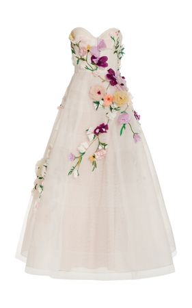 Monique Lhuillier Embroidered Corseted Cocktail Dress