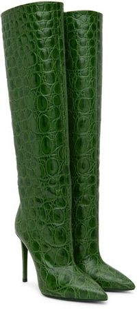 Paris Texas - Green Croc-Embossed Tall Boots