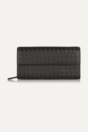 Black Intrecciato leather continental wallet | Bottega Veneta | NET-A-PORTER