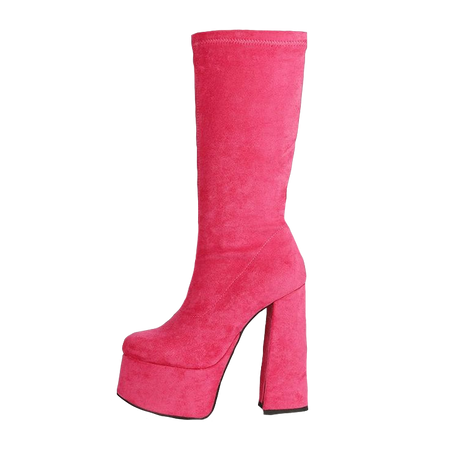pink suede platform boots