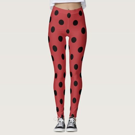Red and Black Spot Polka Dot Ladybug Leggings | Zazzle