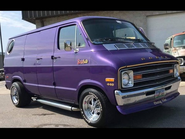 Purple 1976 Dodge van