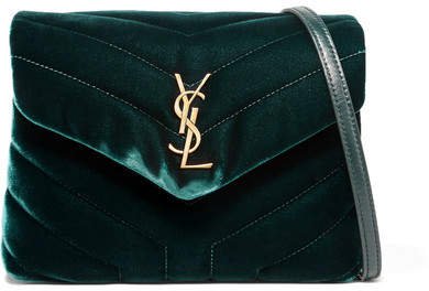 Loulou Quilted Velvet Shoulder Bag - Emerald