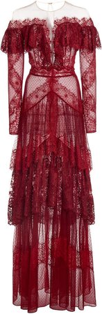 Zuhair Murad Vreeland Tiered Lace Gown
