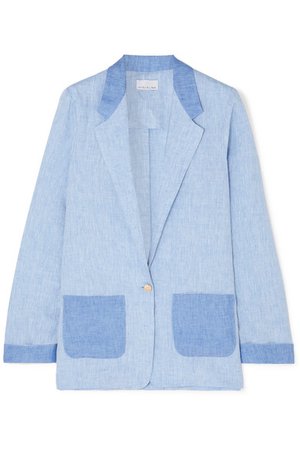 Miguelina | Bleeker two-tone linen-chambray blazer | NET-A-PORTER.COM
