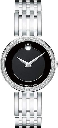 Amazon.com: Movado Women's Esperanza Stainless Steel Watch with Diamond Accent Bezel, Silver/Black (607052) : Clothing, Shoes & Jewelry
