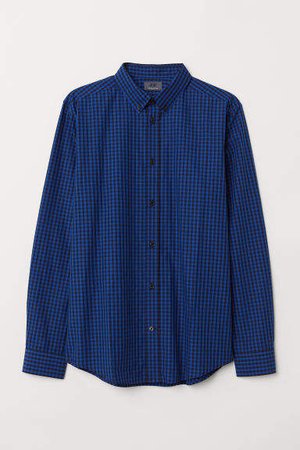 Checked Cotton Shirt - Blue