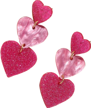 pink heart dangle earrings