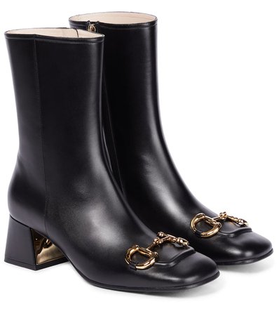 Gucci - Horsebit leather ankle boots | Mytheresa