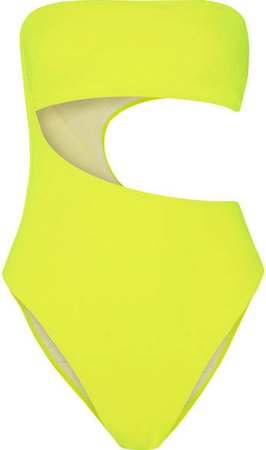 Neon Cutout Bandeau Swimsuit - Bright yellow
