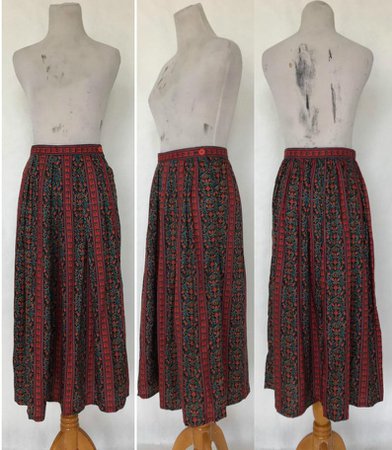 Vintage 80s Prophecy Pink & Black Floral Print Skirt / Long | Etsy