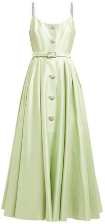 Alessandra Rich - Crystal Embellished Cotton Blend Midi Dress - Womens - Light Green