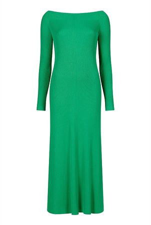 Leaf Green Off Shoulder Knit Dress - Women's Green Dresses | Witchery