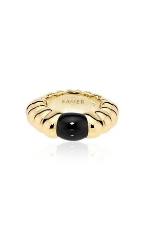 18k Yellow Gold Cabochon Cipó Ring With Black Quartz By Sauer | Moda Operandi