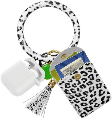Amazon.com: Bracelet Keychain,Women Wristlet Bangle Round Key Ring Tassel Credit Card Wallet: Clothing