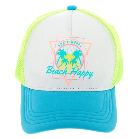 Neon Colour Changing Beach Happy Baseball Cap - Yellow | Claire's