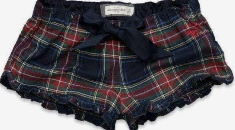 red green and navy plaid ambrodcombie & Fitch pajama shorts