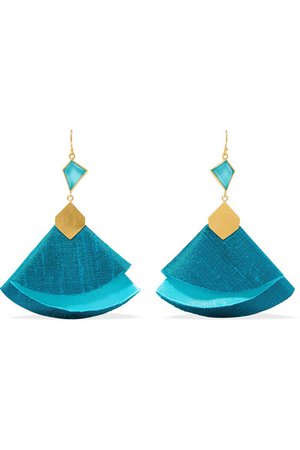 Katerina Makriyianni | Twirl Drop gold-tone, silk and turquoise earrings | NET-A-PORTER.COM