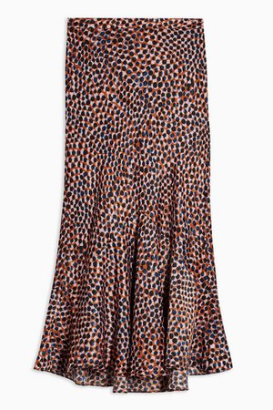 Animal Satin Flounce Midi Skirt print | Topshop