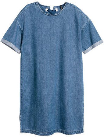 Denim T-shirt Dress - Blue