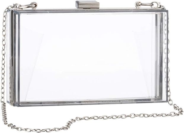 CuteClear Clear Purse Crossbody Bag Stadium Approved for Women Transparent Acrylic Clutch for Concerts, Sports Events (Silver): Handbags: Amazon.com