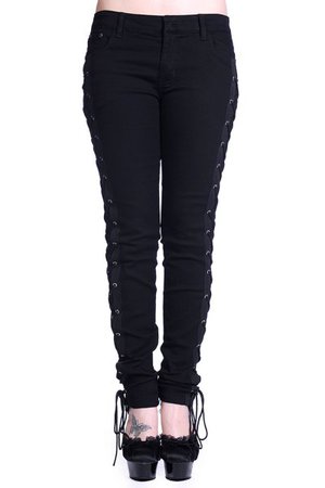 Corset Style Ladies Black Skinny Fit Jeans | Ladies Gothic
