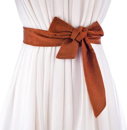 Minimalism Soft Suede Ribbon Wrap Belt Vinatge Wide Waist Bands for Women Brown at Amazon Women’s Clothing store