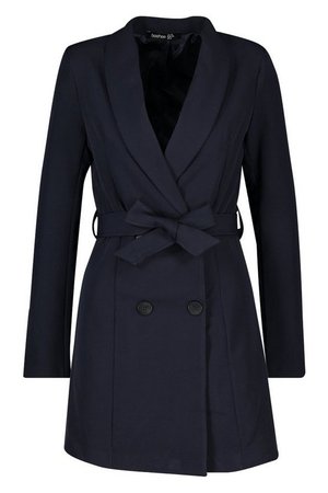 Double Breasted Belted Blazer Dress | Boohoo