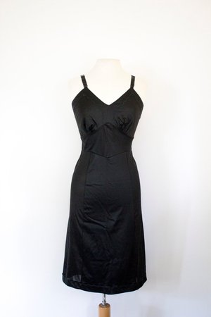 Vintage 1960's Black full Slip Lingerie Slip Dress by