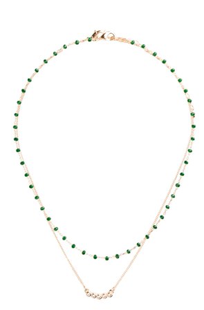 emerald and gold layered necklace