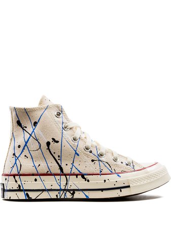 Shop Converse Chuck 70 Hi Natural paint-splattered sneakers with Express Delivery - FARFETCH