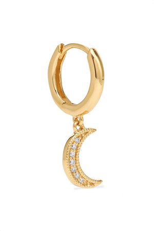 Andrea Fohrman | Crescent 18-karat gold diamond hoop earring | NET-A-PORTER.COM