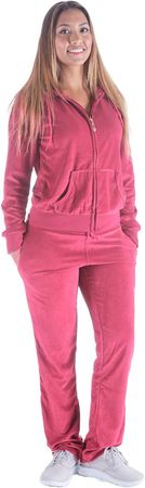 Amazon.com: TanBridge Women's 2 Piece Solid Velvet Tracksuit Set Full Zip-up Hooded Sweatshirts & Pants Set : Clothing, Shoes & Jewelry