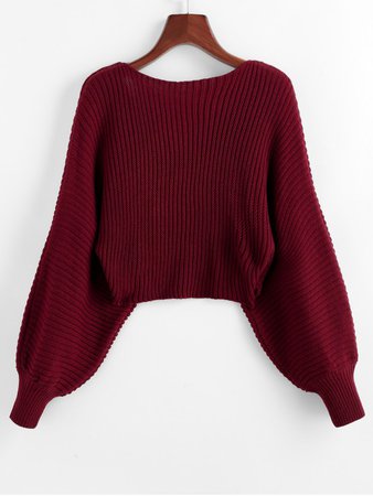 [63% OFF] [HOT] 2020 Twist Asymmetric Crop Sweater In RED WINE | ZAFUL