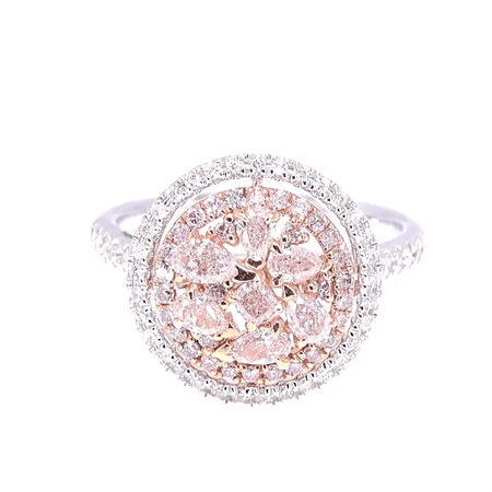 18K White Gold Pink and White Diamond Ring