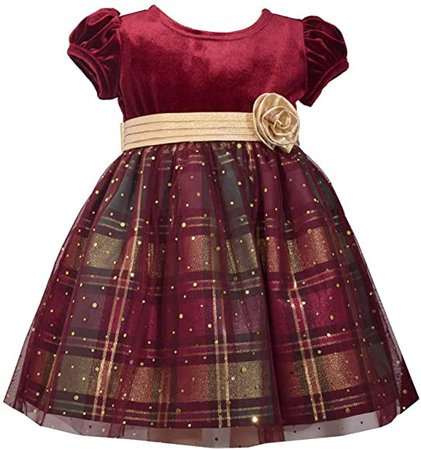 Amazon.com: Bonnie Jean Toddler Girl's Holiday Christmas Dress - Maroon Velvet Plaid (3T): Clothing