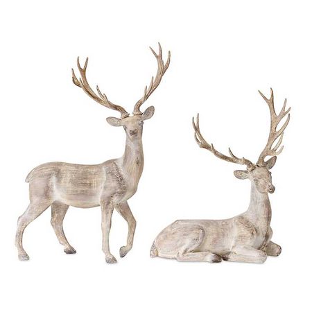 Bronze Wood Reindeer Figurines, Set of 2 | Kirklands Home