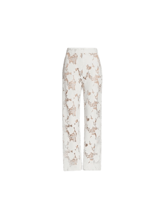white floral lace pants
