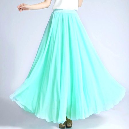 light blue long skirt light turquoise chiffon maxi skirt with extra wide hem light blue tulle skirt plus size