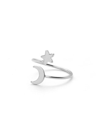 Moon & Star Design Ring