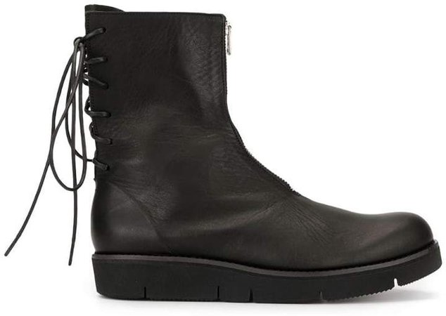Rear lace-up ankle boots