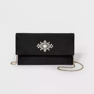 Women's Estee & Lilly Satin With Stone Clutch - Black : Target